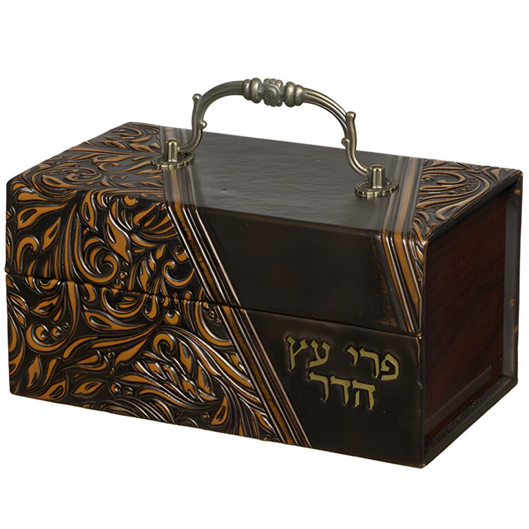 Faux Leather Etrog Box with Handle 12*20*11 cm