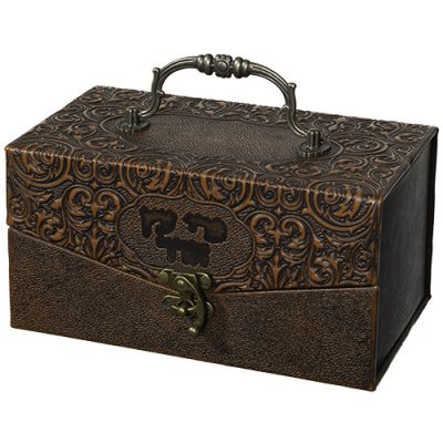 Leatherette Etrog Box Metal Handle & Lock 11x20x12 cm - "Decorations"