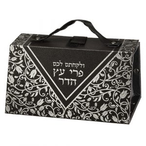 כלי לאתרוג דמוי עור הדפסה כסף 11X19X13 ס"מ