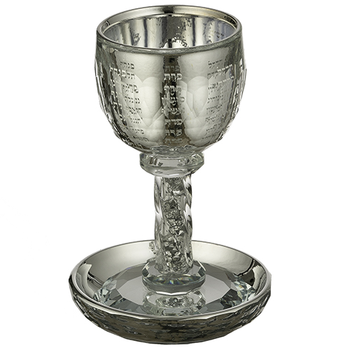 CRYSTAL KIDDUSH CUP 16 CM "THE BIBLE RIVERS" WITH STONES contain  contain 130ml / 4.3oz