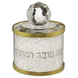 כלי מהודר לדבש מקריסטל אבנים לבן 8 ס"מ
