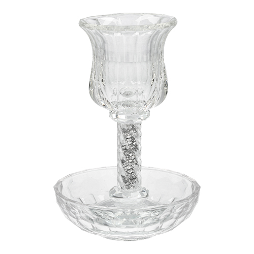 Crystal Kiddush Cup 18 Cm With White Stones