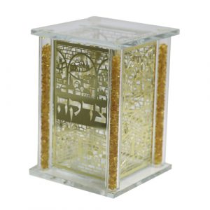 קופת צדקה קריסטל עם פלקטות זהב 913 ס"מ