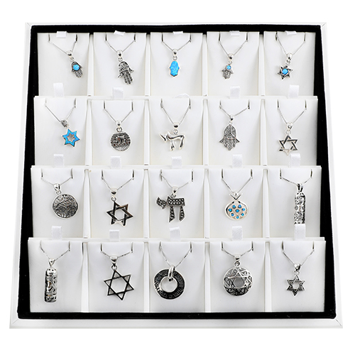 Display Of 20 Assorted Judaica Pendants