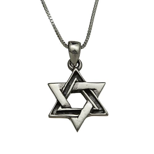 Sterling Silver Necklace- Star Of David 2 Cm- "shma Israel"