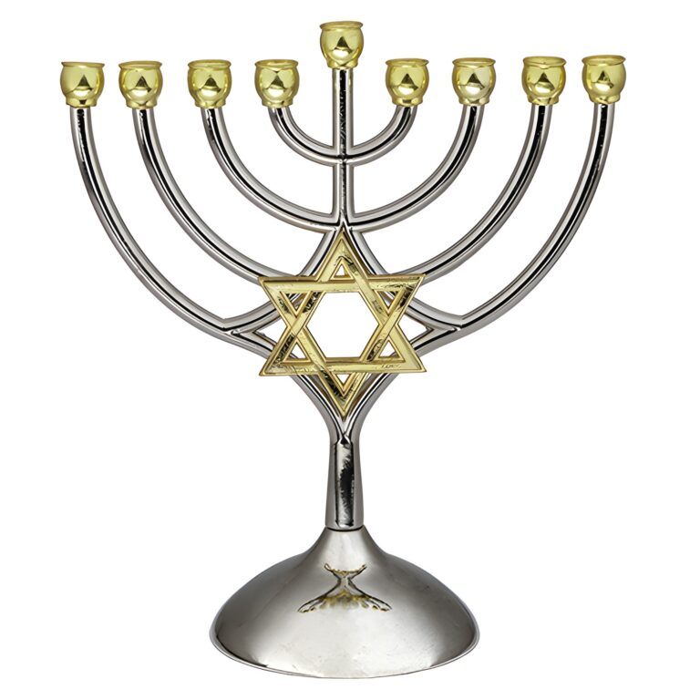 Metal Menorah 18*16 Cm-magen David - Gold