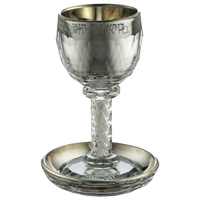 Crystal Kiddush Cup 16 cm Contain Contain 130ml // 4.3oz - Silver