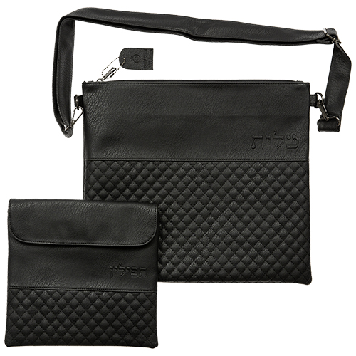 Leatherette Talit & Tefilin Set 36*33 Cm - Black