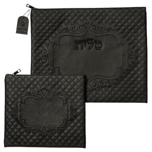 Faux Leatherette Talit - Tefilin Set 36*29 Cm With Embroidery