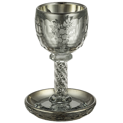 Crystal Kiddush Cup "Blessing" 16 cm with Stones  contain 130ml / 4.3oz