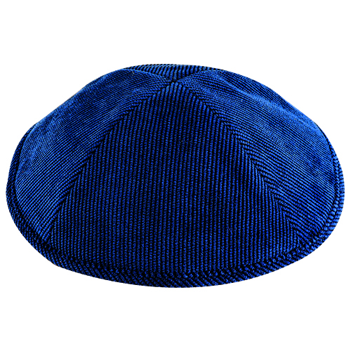 Corduroy Kippah 16 Cm With Pin Spot - Dark Blue