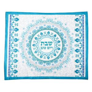 כיסוי חלה בד מהודר מודפס דגם "רימונים כחול" 5