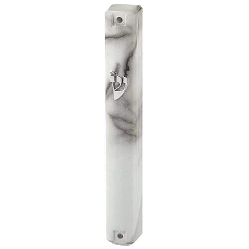 Plastic Mezuzah 12 Cm - Gray Marble