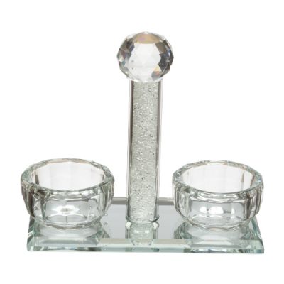 Crystal Salt & Pepper Holders 12*11 cm with Glass Chips