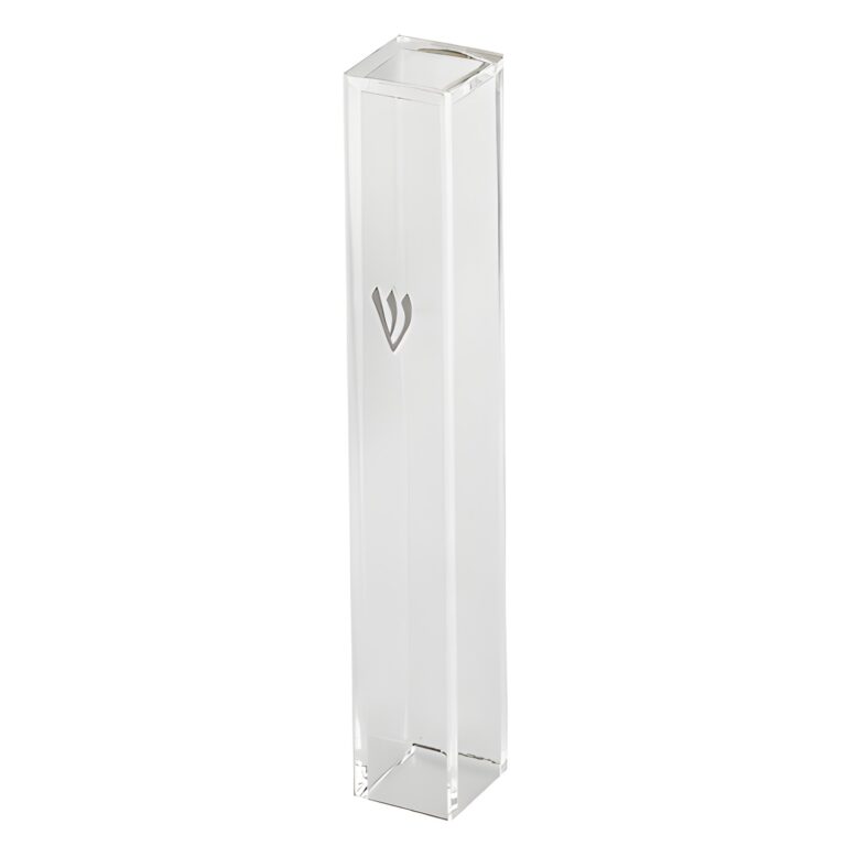 Clear Plastic Mezuzah with Rubber Cork 12 cm - Silver