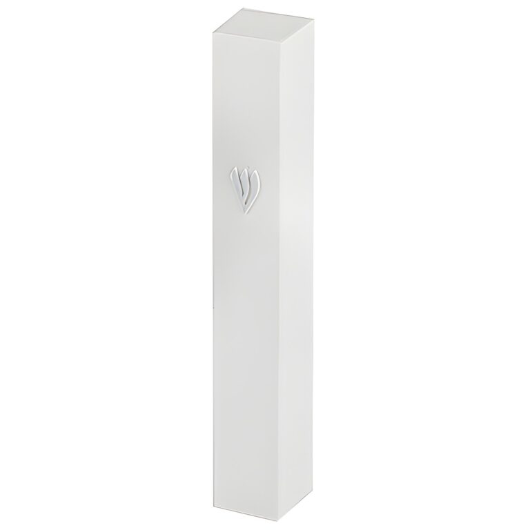 White Plastic Mezuzah with Rubber Cork 12 cm - Silver