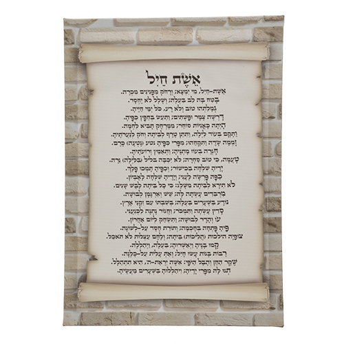 Canvas Picture 32x32 Cm- Hebrew Home Bless With Stones Hebrew