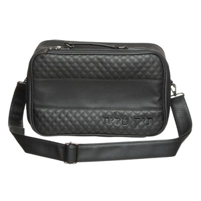 PU Leathere Fabric Talit 23*36 cm with Handle- Black
