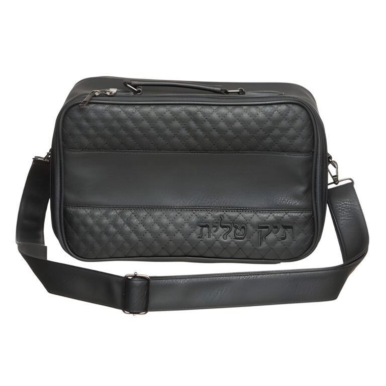 PU Leathere Fabric Talit 23*36 cm with Handle- Black