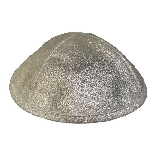 Glitter Fabric Kippah 16 Cm- Silver Color