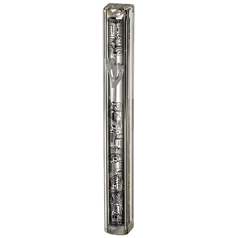 Transparent Plastic Mezuzah With Rubber Cork 20 Cm- With The Letter Shin And Plaque