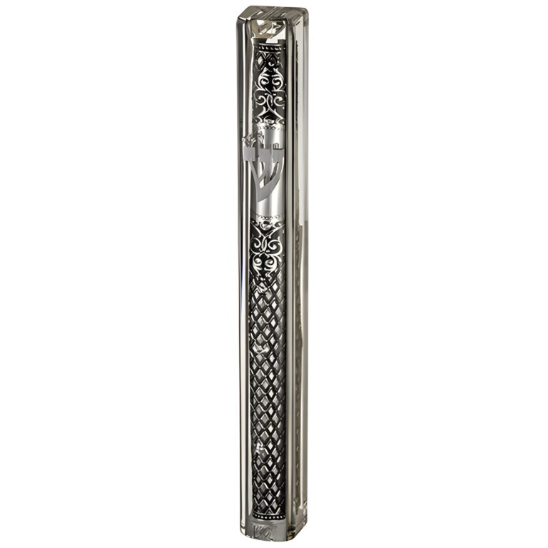 Transparent Plastic Mezuzah With Rubber Cork 20 Cm- With The Letter Shin And Plaque