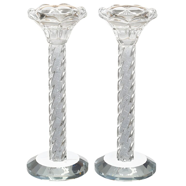 Pair of Crystal Candlesticks 18 cm with Stones