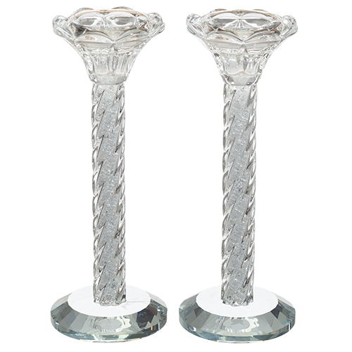 Pair of Crystal Candlesticks 18 cm with Stones