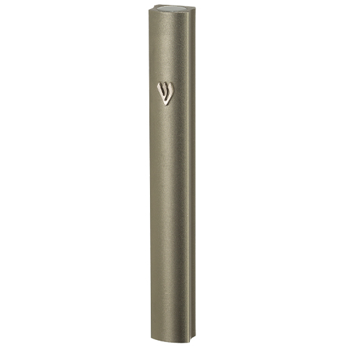 Aluminum Mezuzah with Metal SHIN 12 cm- Champagne