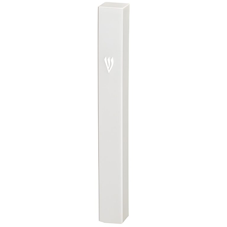 White Plastic Mezuzah with Rubber Cork 15 cm - Silver