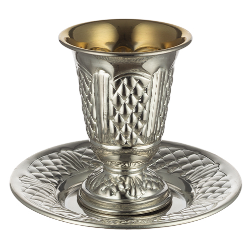 Elegant Kiddush Cup 10 cm with Stem and Saucer