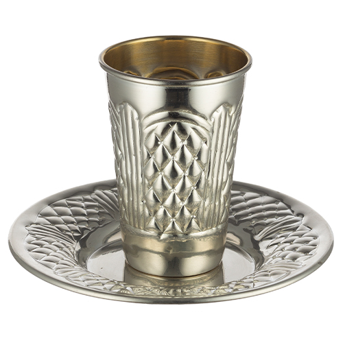 Elegant Kiddush Cup 8.5 cm with Saucer