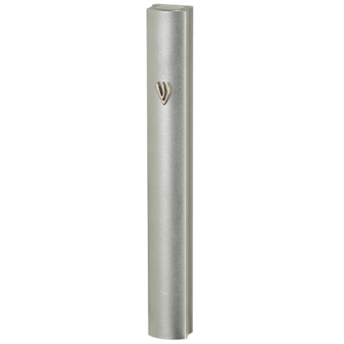 Aluminum Mezuzah with Metal SHIN 15 cm- Silver