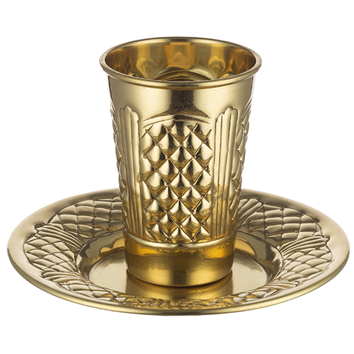 Elegant Kiddush Cup 8.5 cm with Saucer