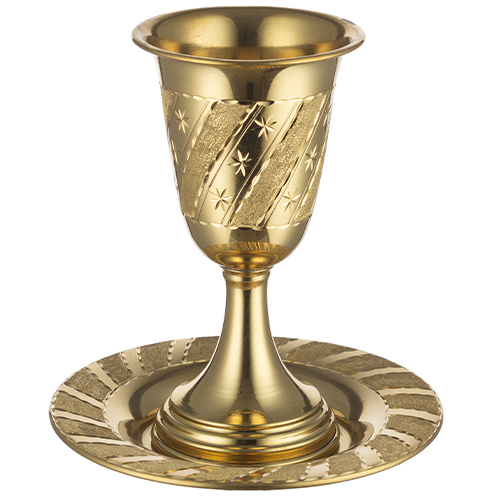 Elegant Kiddush Cup 13 cm with Stem and Saucer