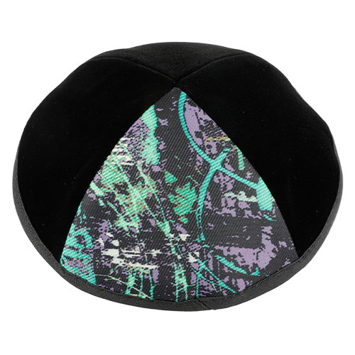 Velvet Plush Black Kippah 4 Parts