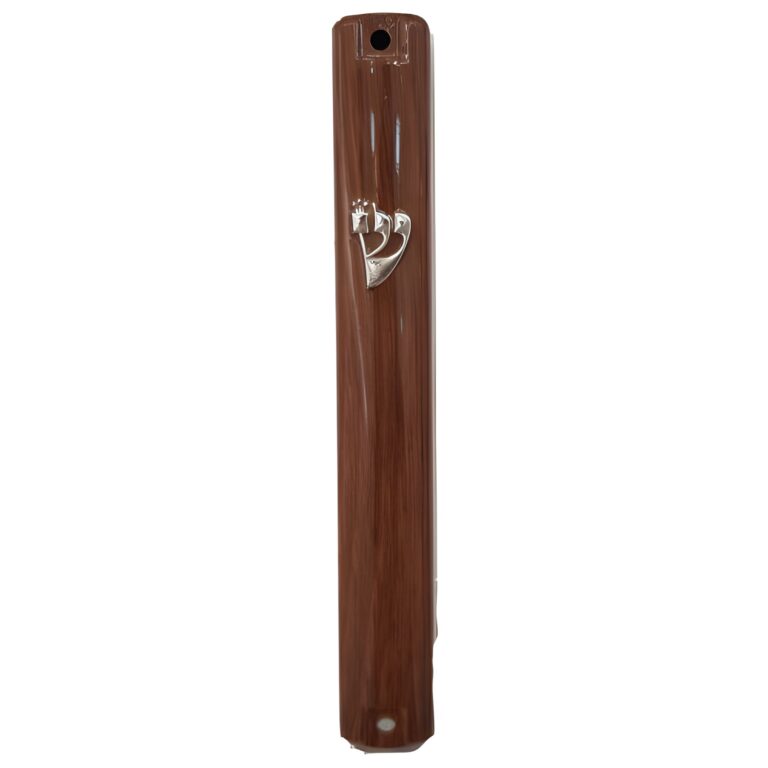 Plastic Mezuzah with Rubber Cork 12 Cm-brown Wood Design