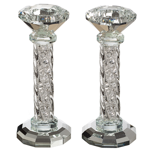 Crystal Candlesticks 16.5 cm with Stones