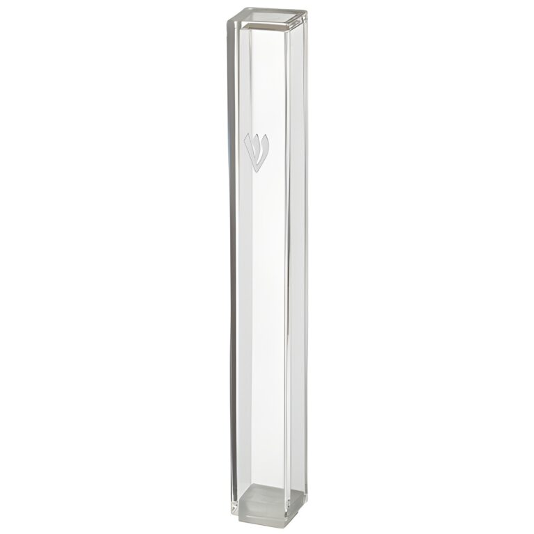 Clear Plastic Mezuzah with Rubber Cork 15 cm - Silver