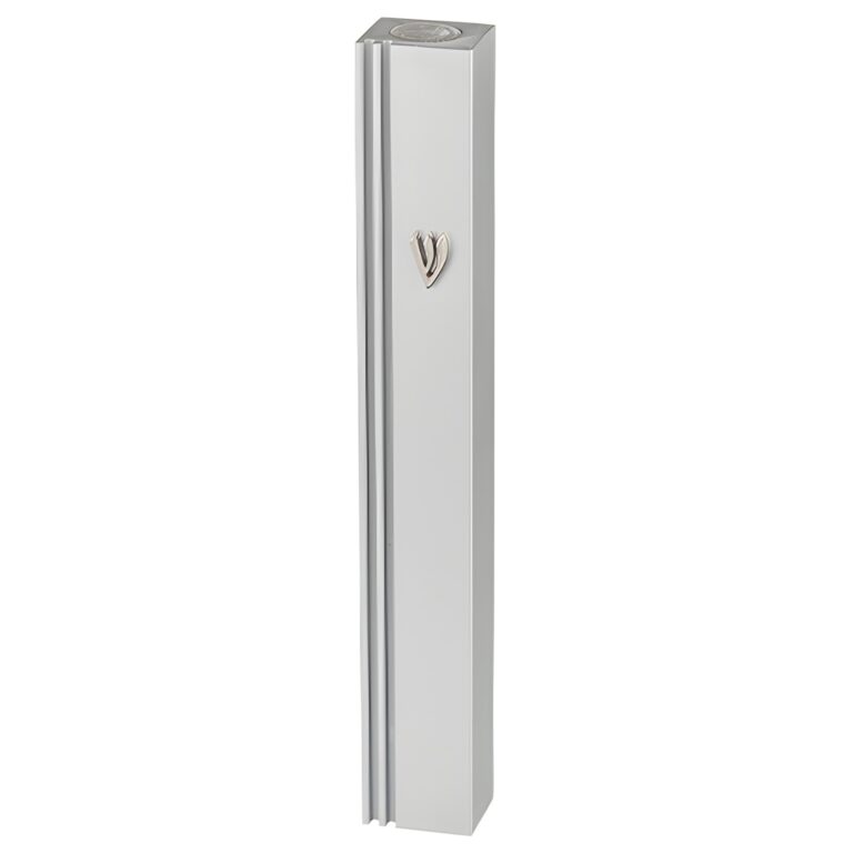Aluminum Mezuzah 15 cm with Metal "Shin" - Silver