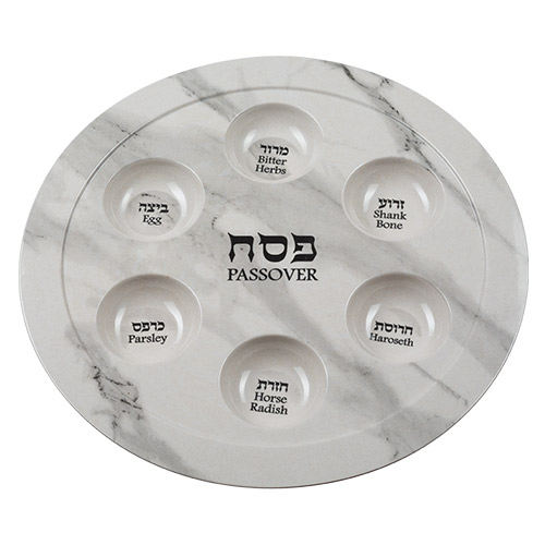 Melamine Passover Plate 35 cm- White Marble