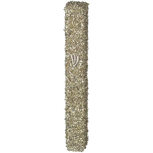 Glass Mezuzah with Stones 15 cm- Gray