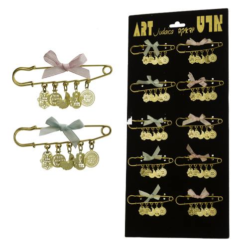 UK44896 - Full Assorted Stand Decorative Pins For Babygirl And Babyboy  (10)- Pink And L.blue - Art judaica Israel