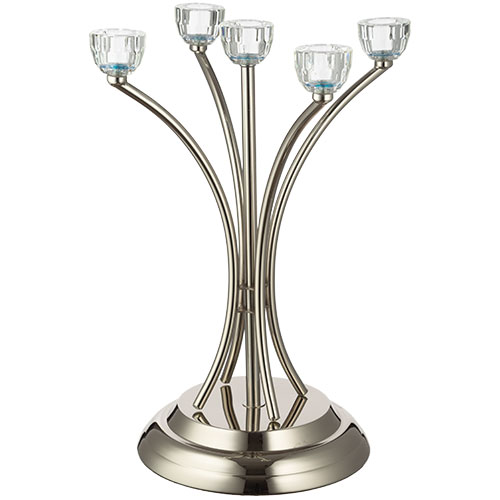 Metal Candlesticks 5 Brenches with Crystal Holders 35 cm