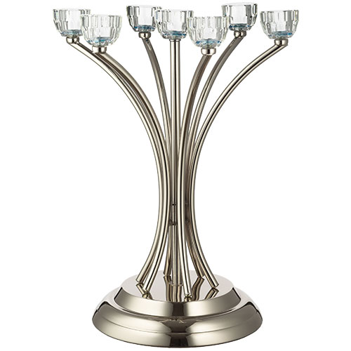 Metal Candlesticks 7 Brenches with Crystal Holders 35 cm