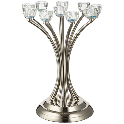 Metal Candlesticks 10 Brenches with Crystal Holders 35 cm