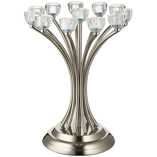 Metal Candlesticks 12 Brenches with Crystal Holders 35 cm