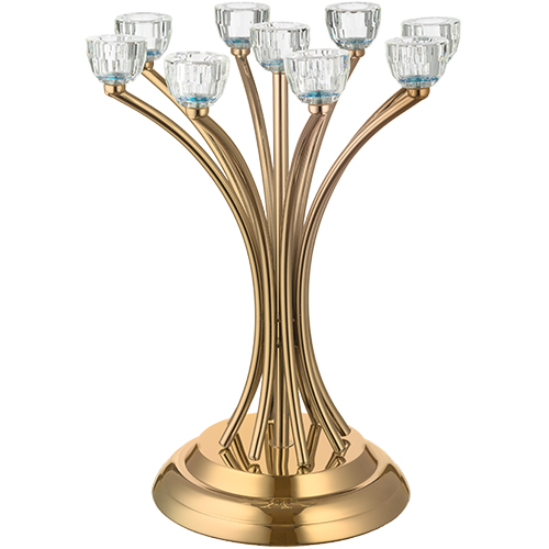 Metal Candlesticks 9 Branches with Crystal Holders 35 cm- Golden Finish