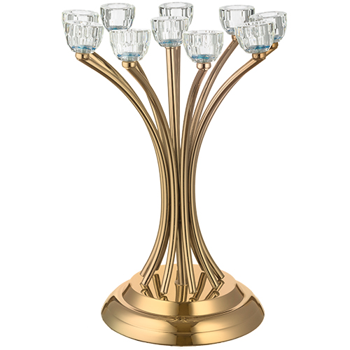 Metal Candlesticks 10 Brenches with Crystal Holders 35 cm- Golden Finish