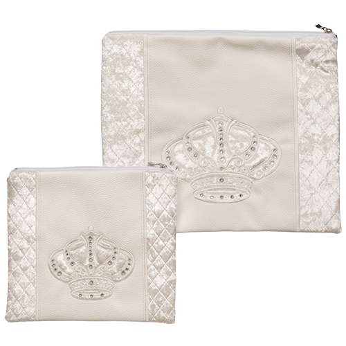 Leather Like Tallit and Tefillin Set - "Crown" Embroidery 30X37 cm
